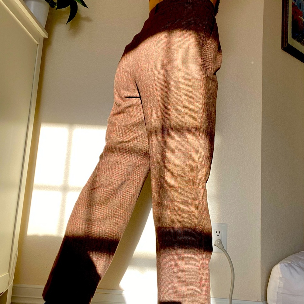 Plaid brown wool vintage pants